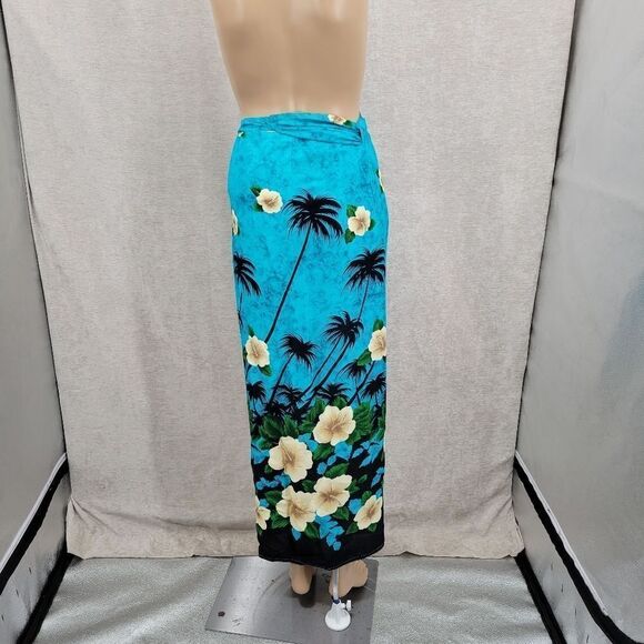 Thai Two Vintage Wrap Skirt and Tank Set Blue Tropical Hawaiian Women's - Picture 11 of 16